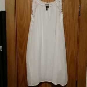 White Women's Tank Dress - Sleeveless Ruffled Neck